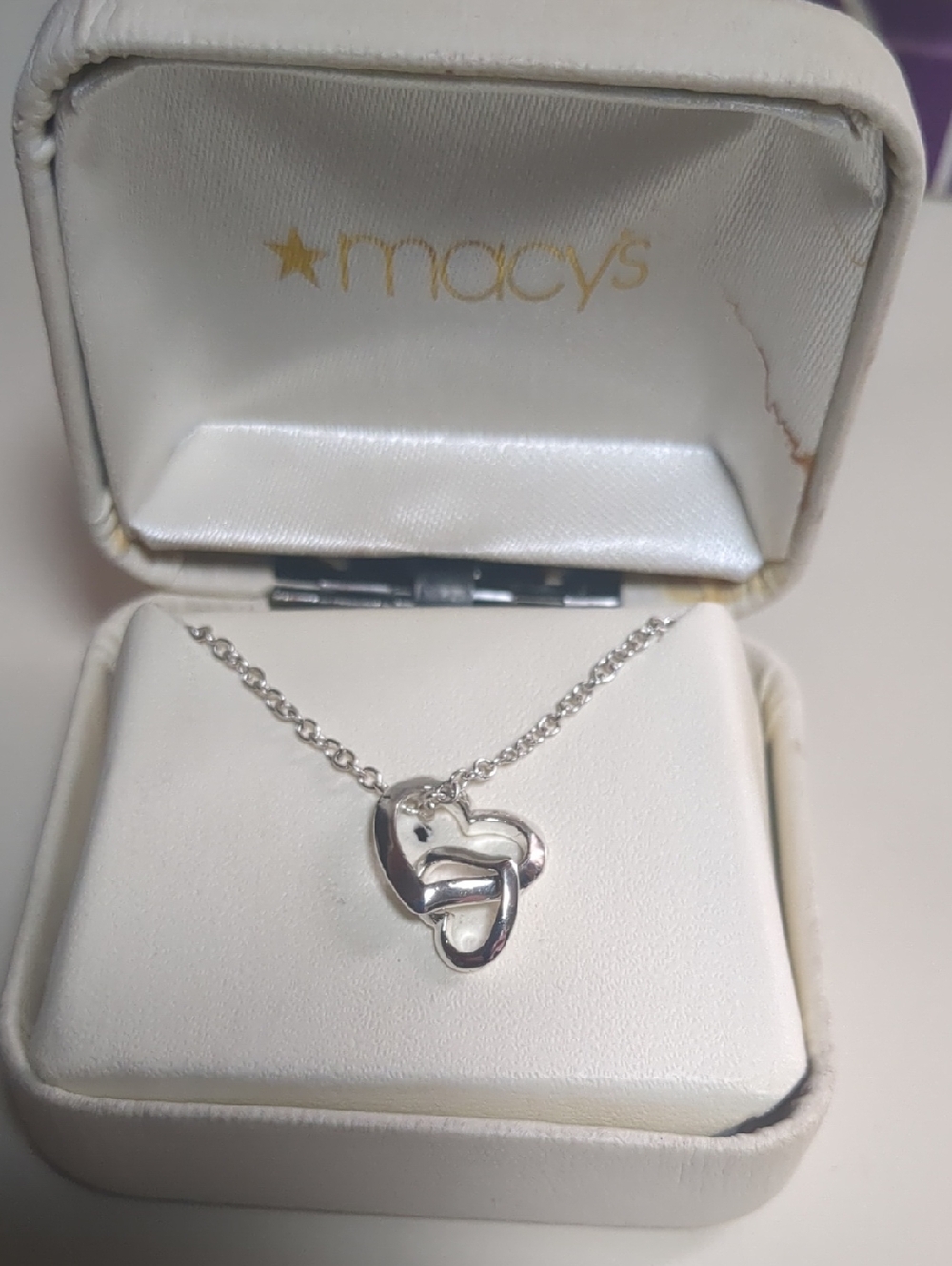 Macy's Silver Interlocking Heart Pendant Necklace